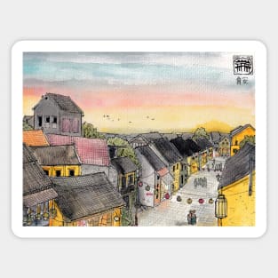 Hoi An Cityscape Top View Vietnam Illustration Magnet